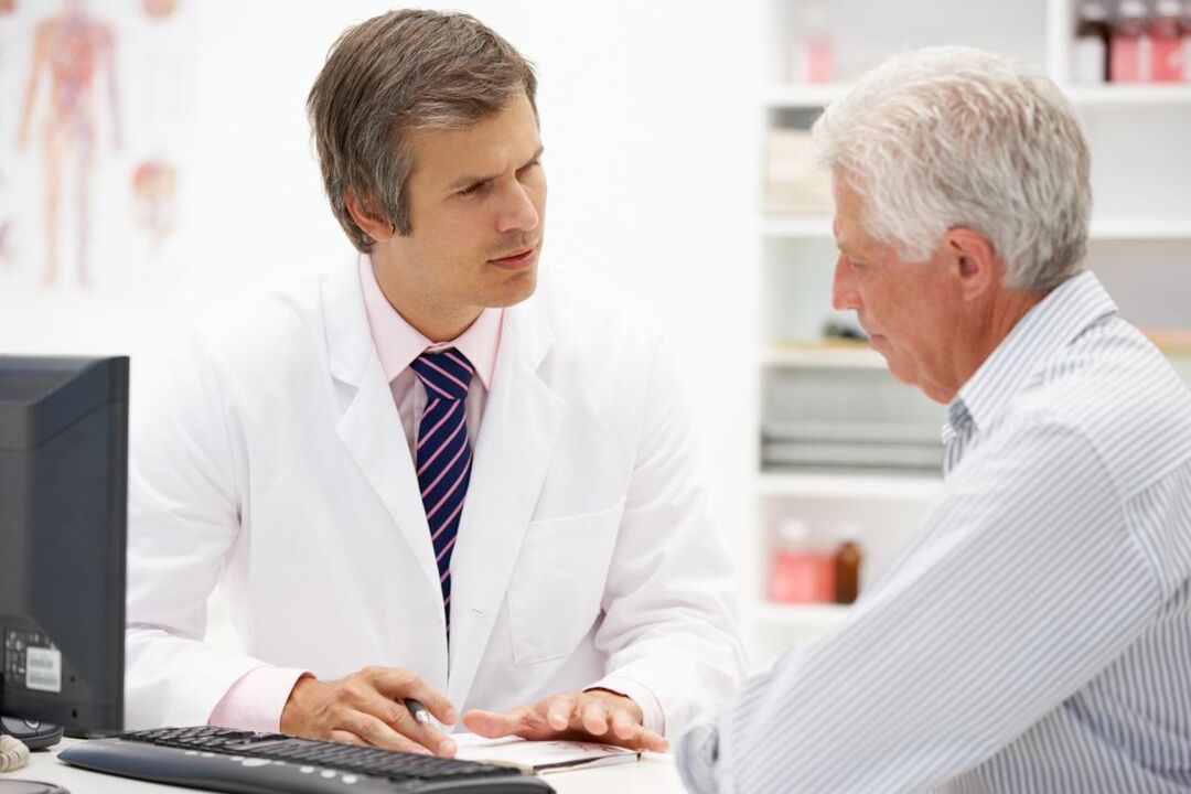 The doctor prescribes medication to treat prostatitis for the patient